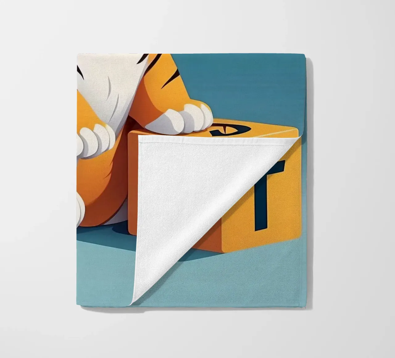 Simpatico cucciolo di tigre che gioca con un blocco con la lettera T telo mare da DesignDoodle