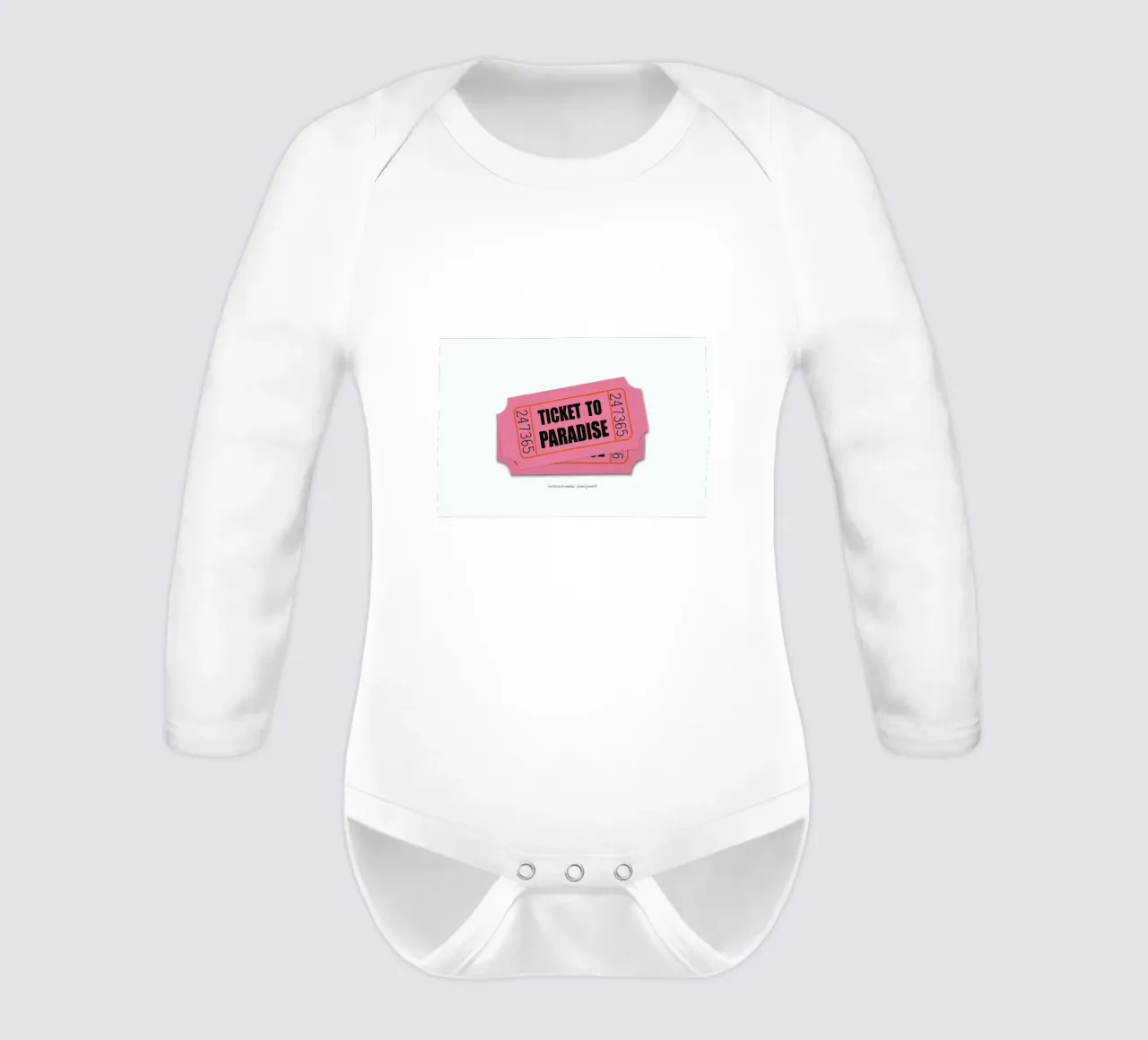 Two Tickets To Paradise long-sleeve baby romper by Laura Graves