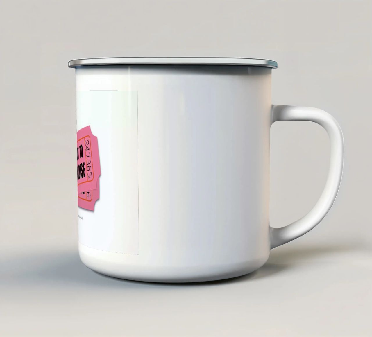 Two Tickets To Paradise tazza in smalto da Laura Graves