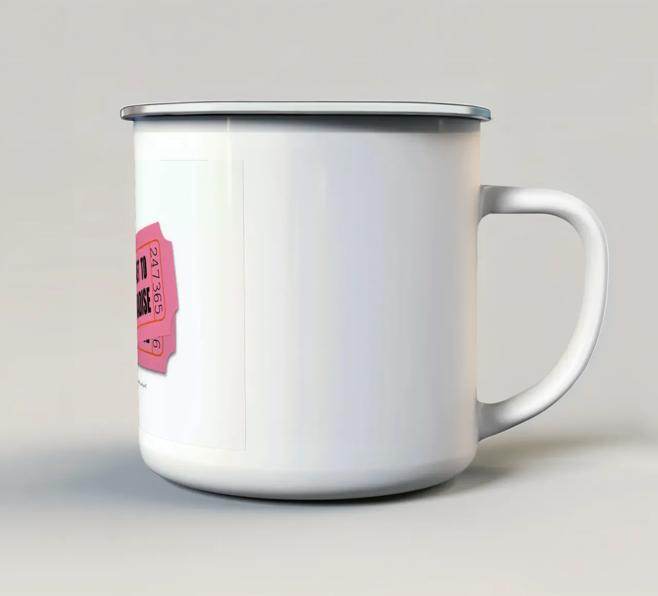 Two Tickets To Paradise tazza in smalto da Laura Graves