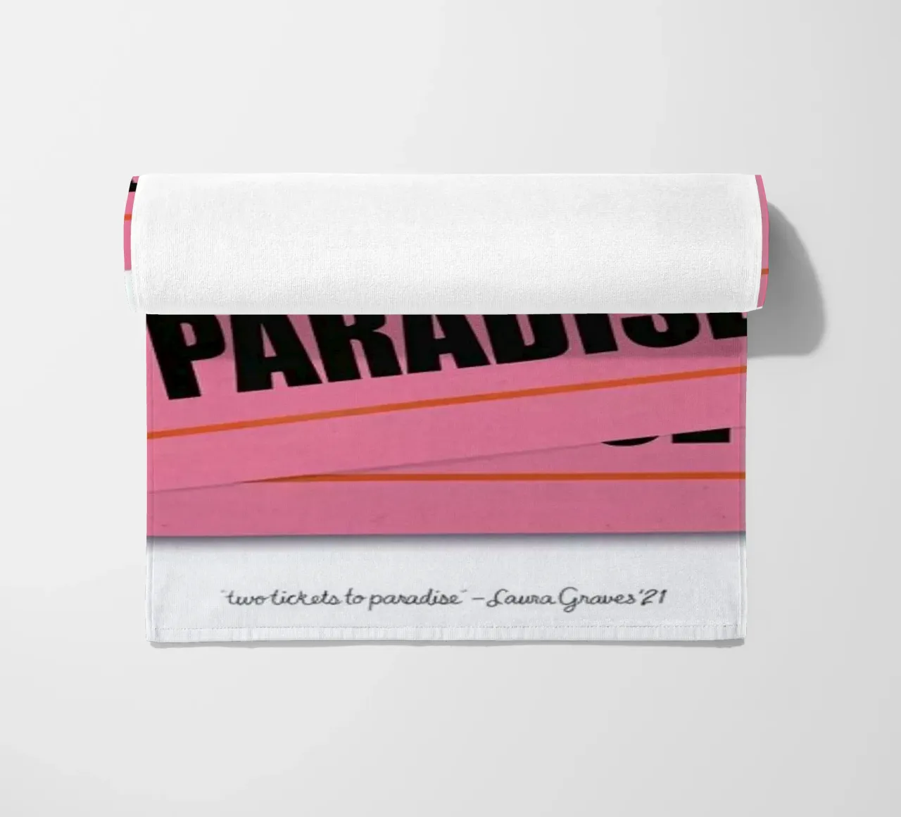 Two Tickets To Paradise beach towel by Laura Graves