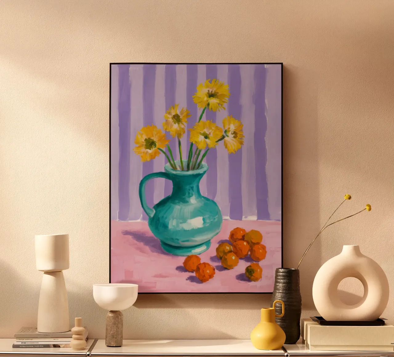 Serenità in fiore ocra alluminio dibond da Tiga Bersama