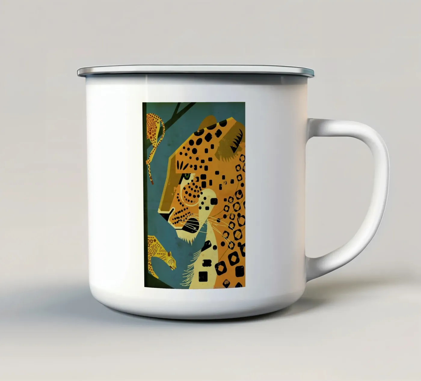 Leopard enamel mug by Dieter Braun