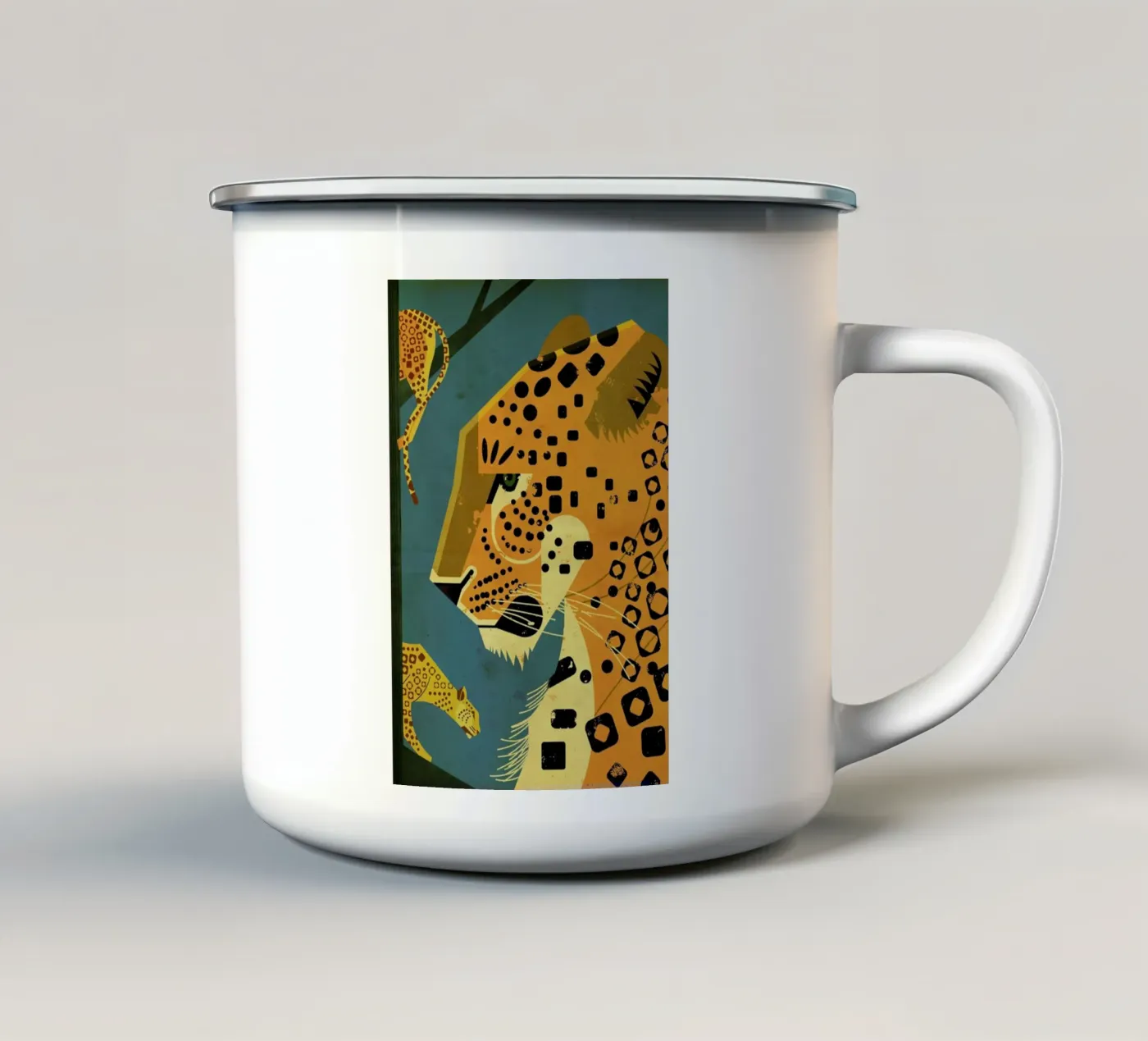Leopard emaille mok van Dieter Braun