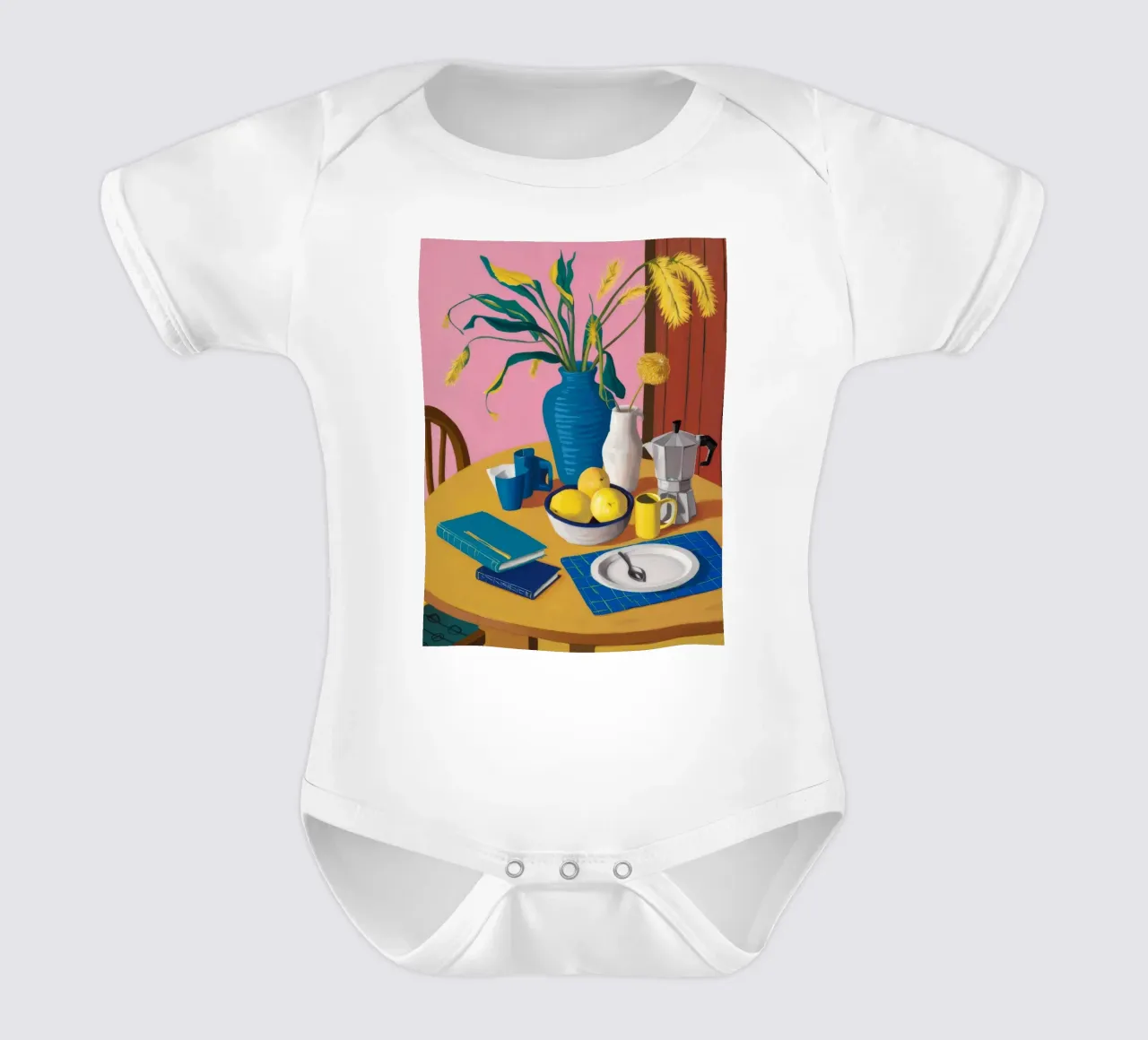 Grano e limone Stillness body neonato maniche corte da Pan Denim