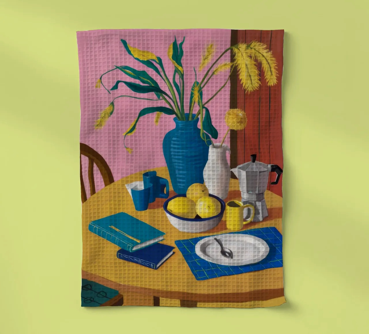 Weizen und Zitrone Stille Geschirrtuch von Pan Denim
