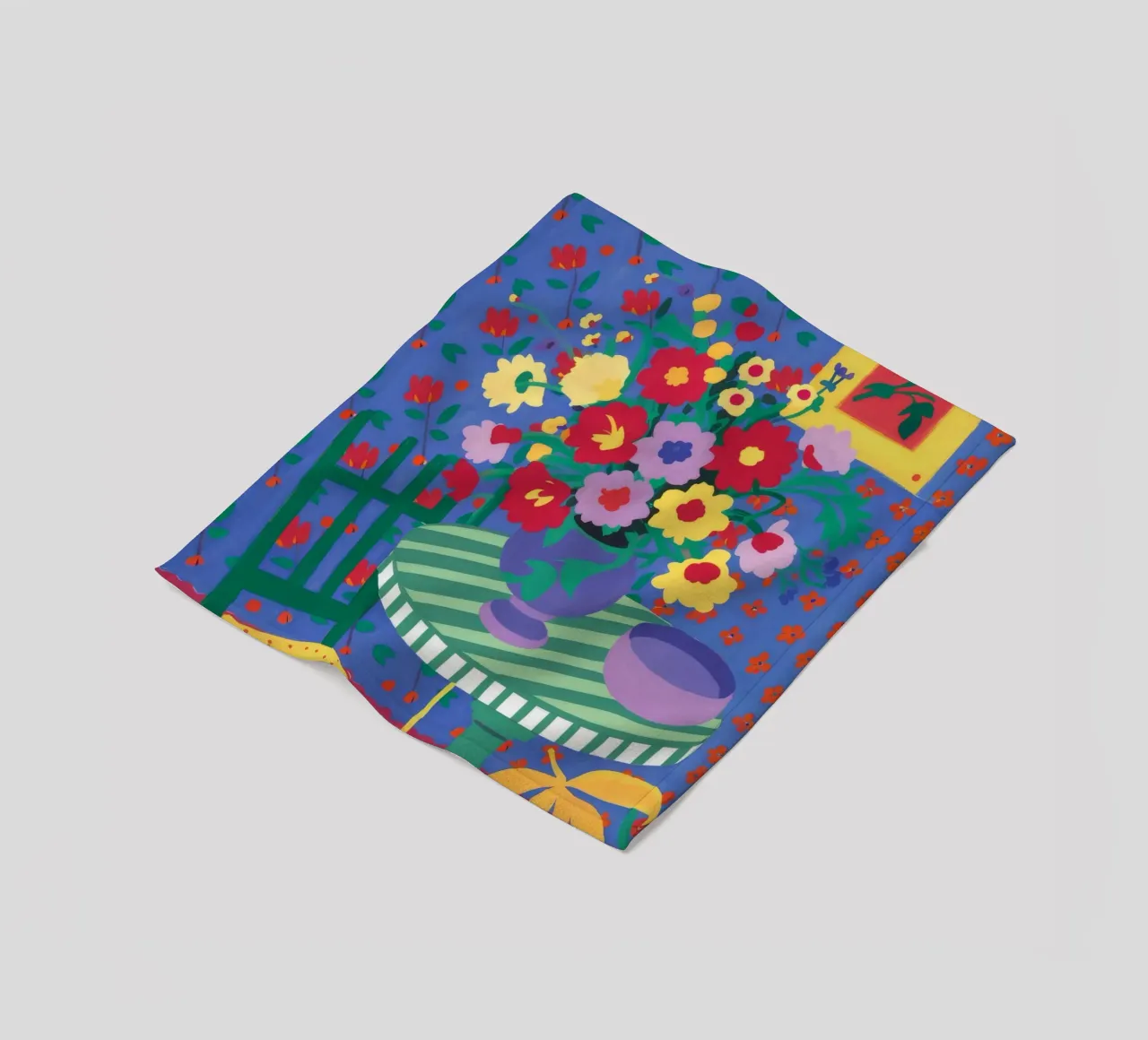 Joyful Garden Table fleece blanket by Tiga Bersama
