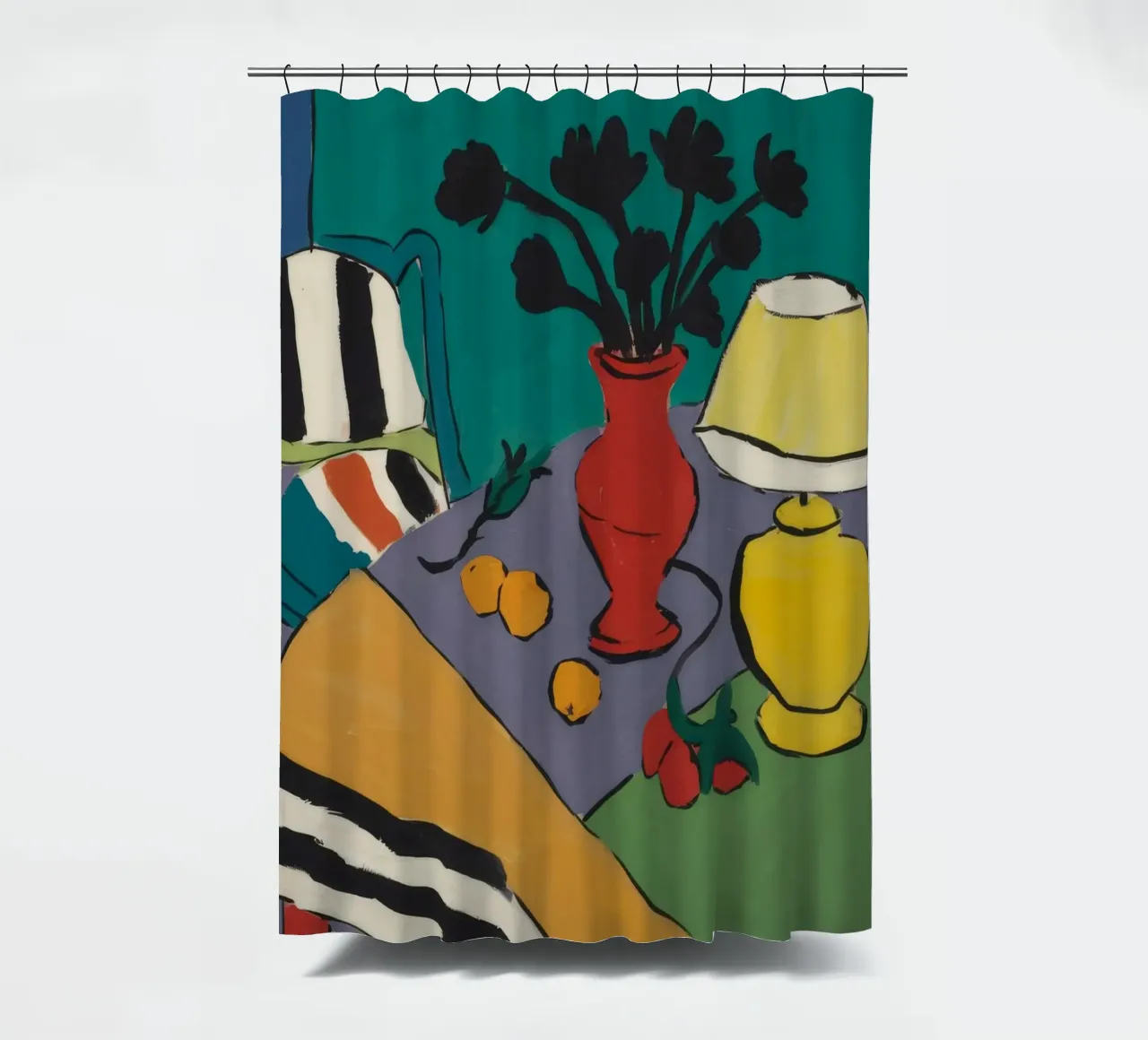 Abstrakte Lampe und Vase Duschvorhang von Tiga Bersama