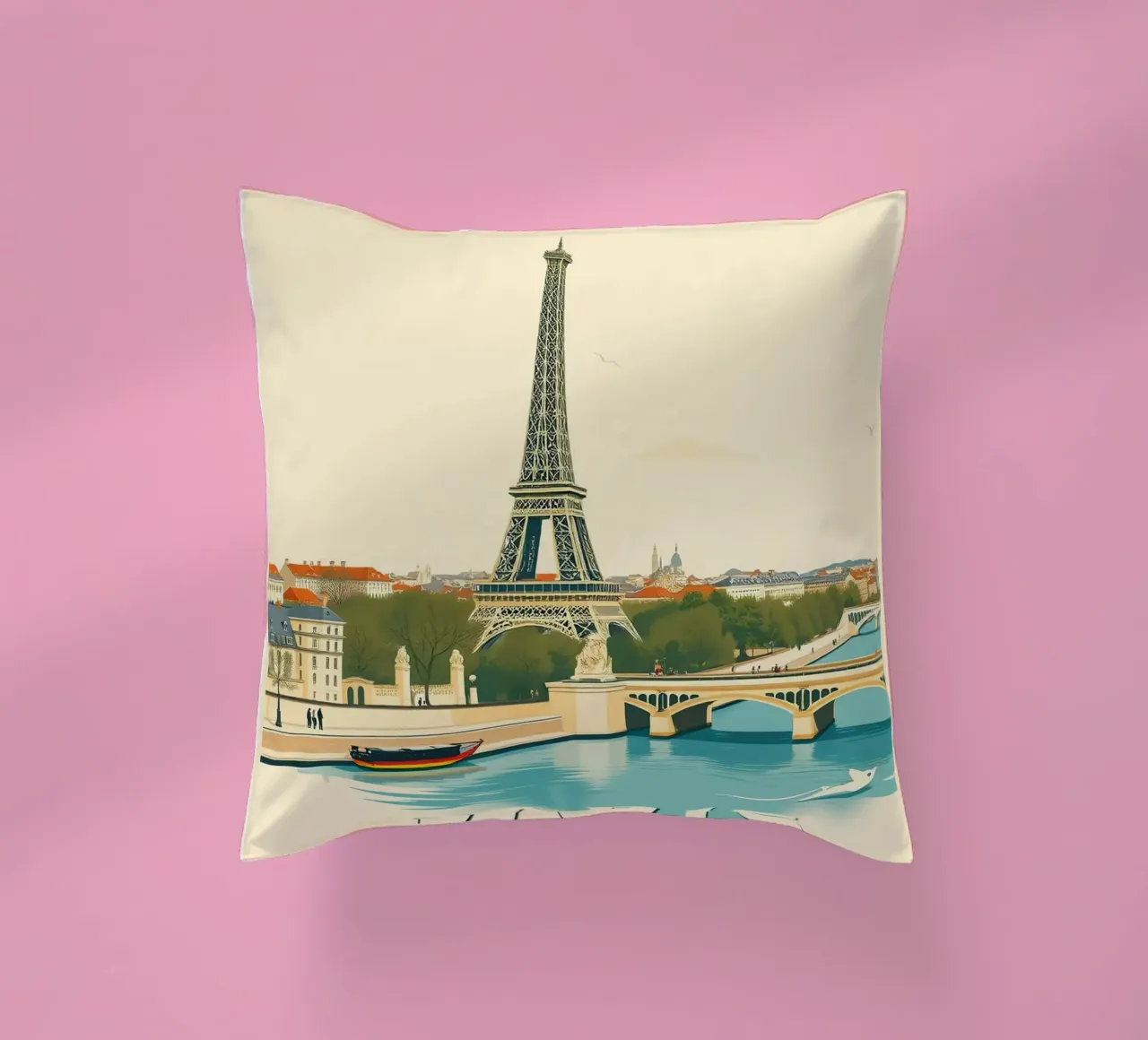 Paris - Eiffel Spiegelung Kissen von HicksShop