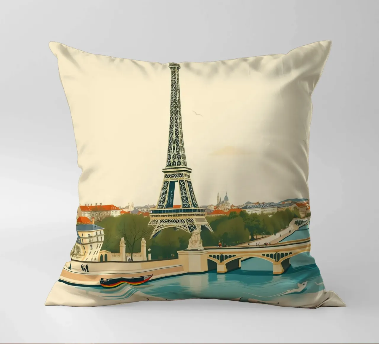 Paris - Eiffel Spiegelung Kissen von HicksShop