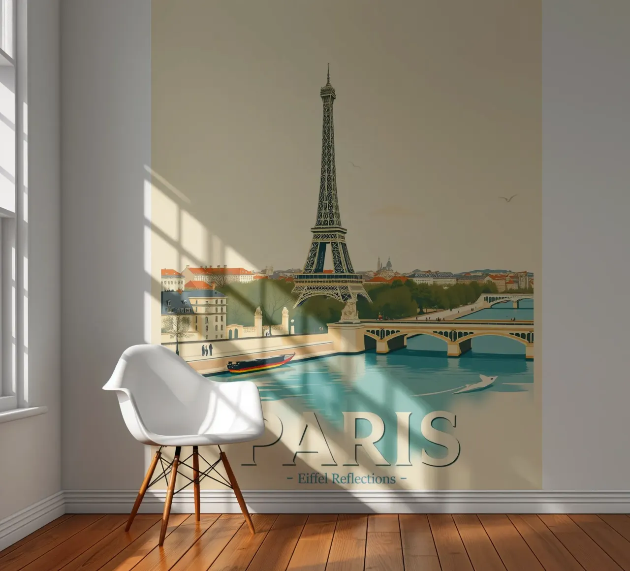 Parijs - Eiffel Reflectie fotobehang van HicksShop