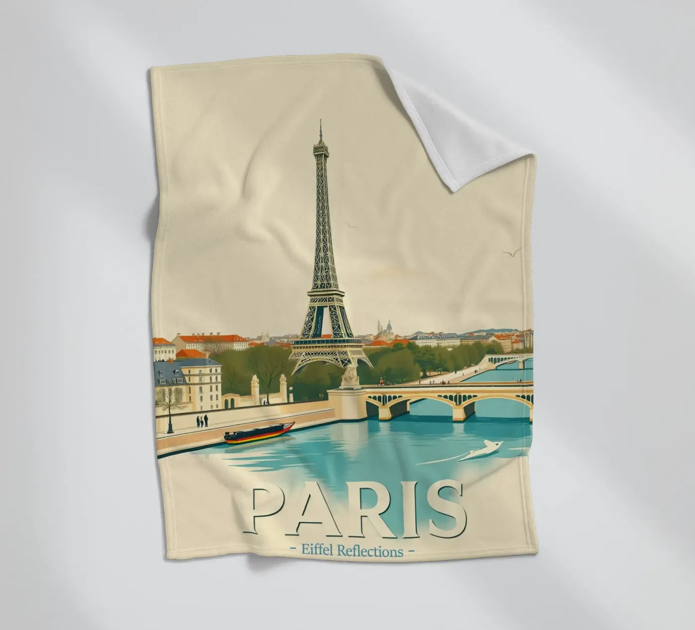 Paris - Eiffel Reflection fleece blanket by HicksShop