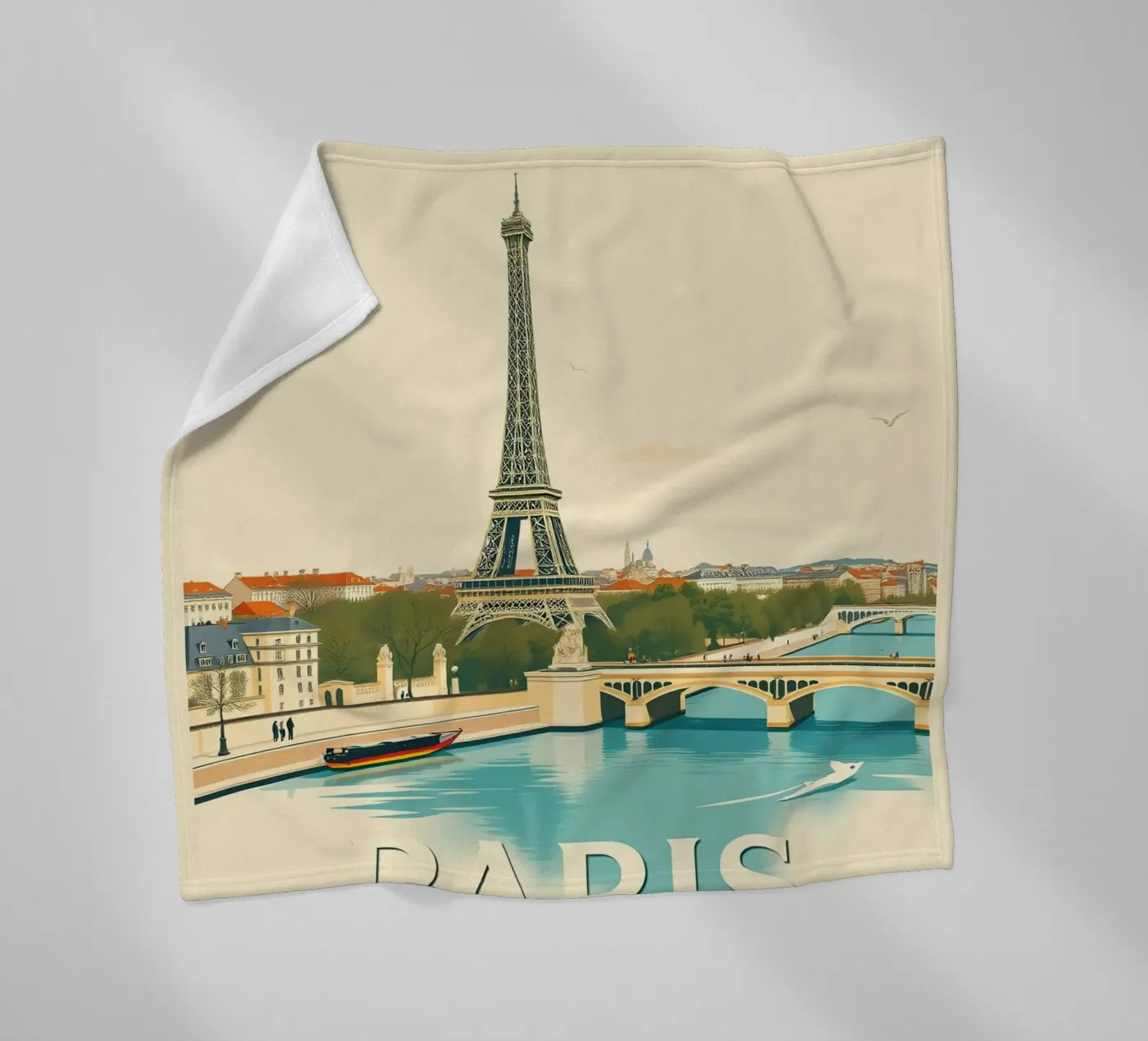 Paris - Eiffel Reflection fleece blanket by HicksShop