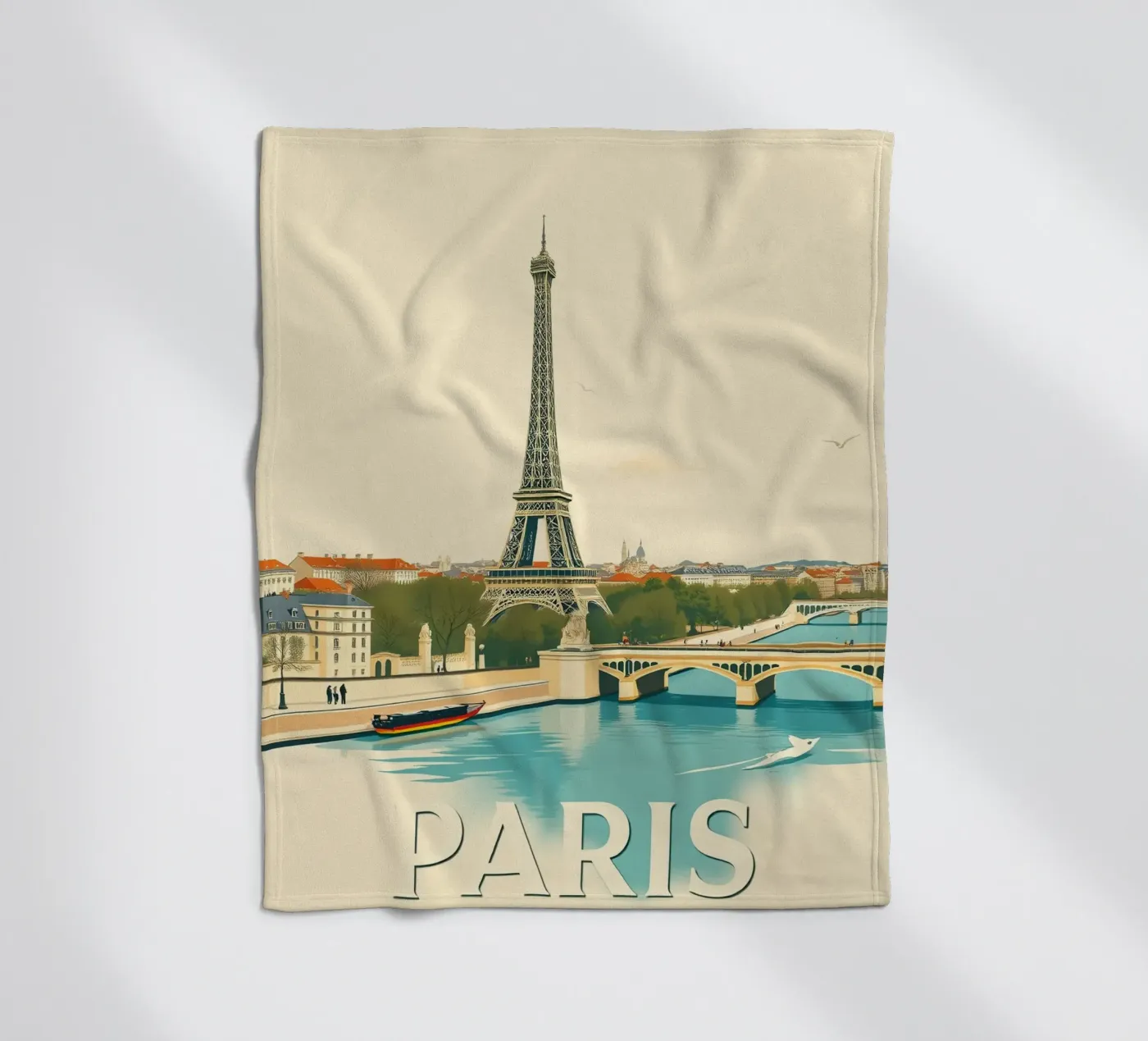 Paris - Eiffel Reflection fleece blanket by HicksShop