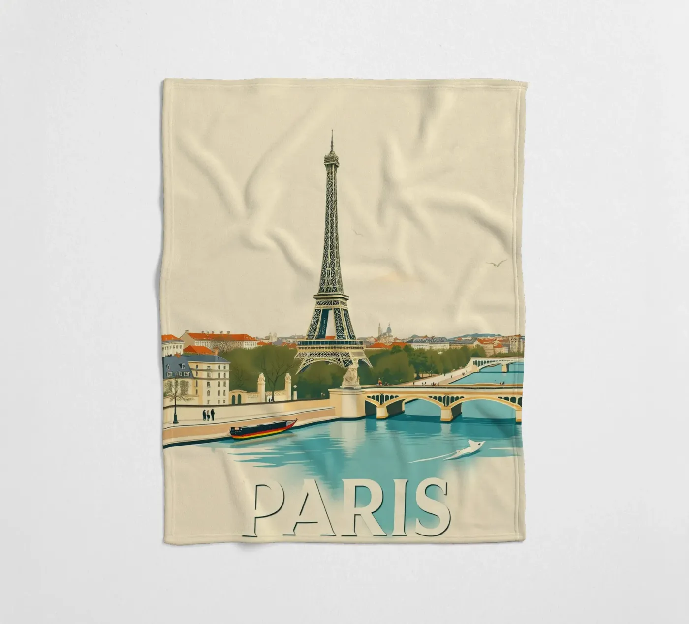 Paris - Eiffel Reflection fleece blanket by HicksShop