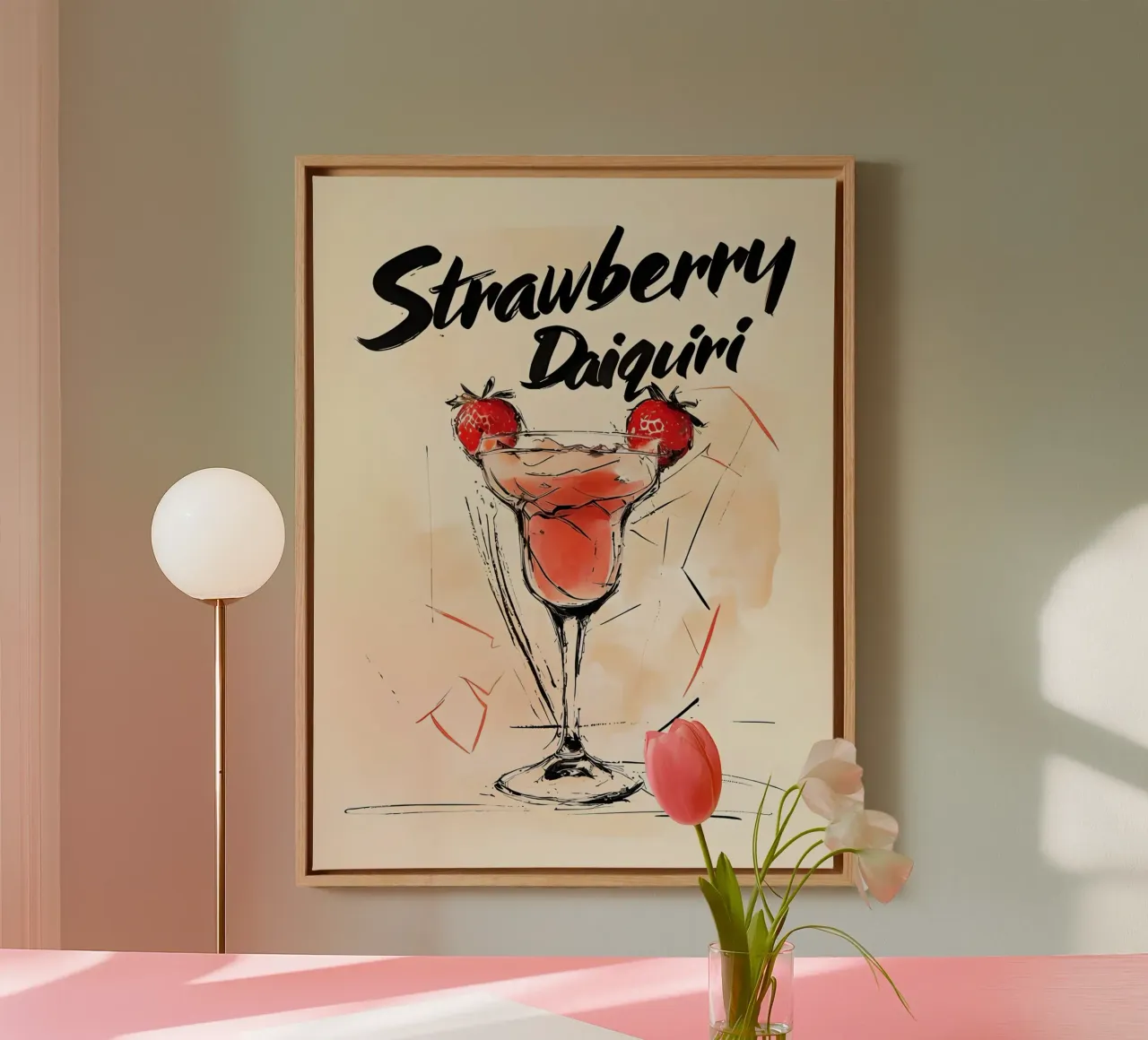 Cocktail Daiquiri alla fragola tela con Cornice a cassetta da 🥝 KIWI STORE
