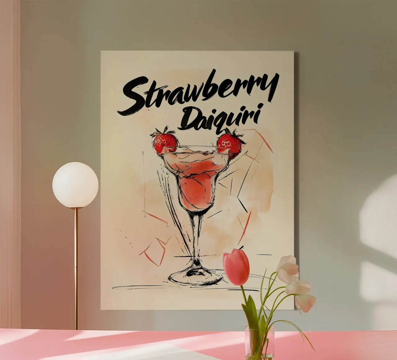 Cocktail Daiquiri alla fragola tela con Cornice a cassetta da 🥝 KIWI STORE