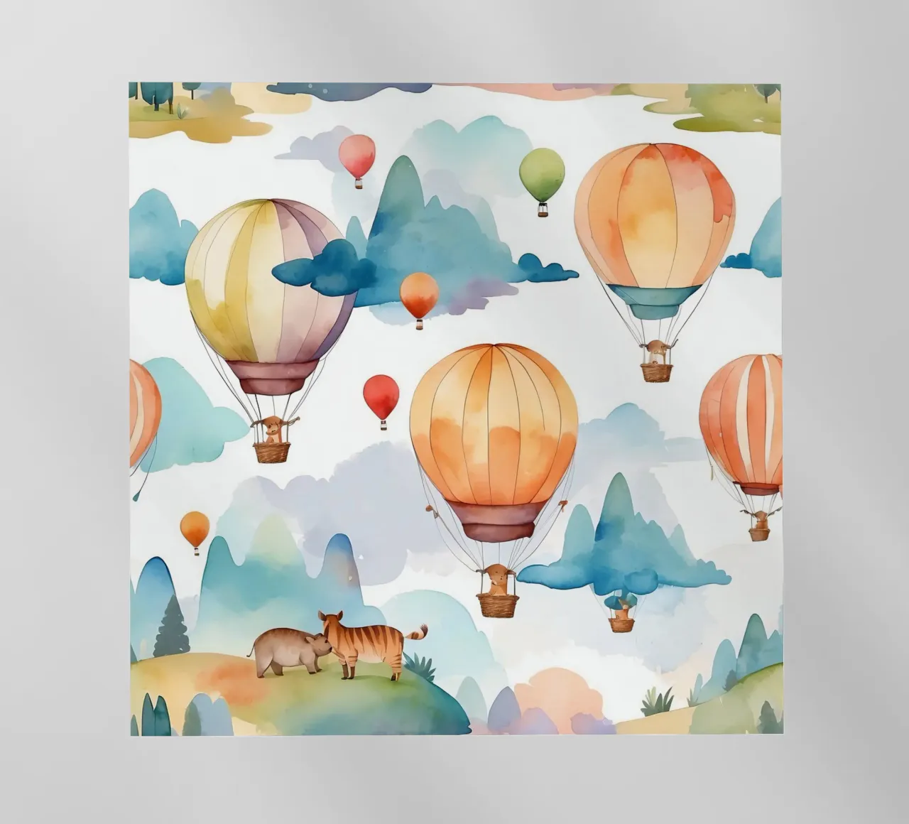 Mongolfiere che salgono su montagne ondulate pellicola backlit da DesignDoodle