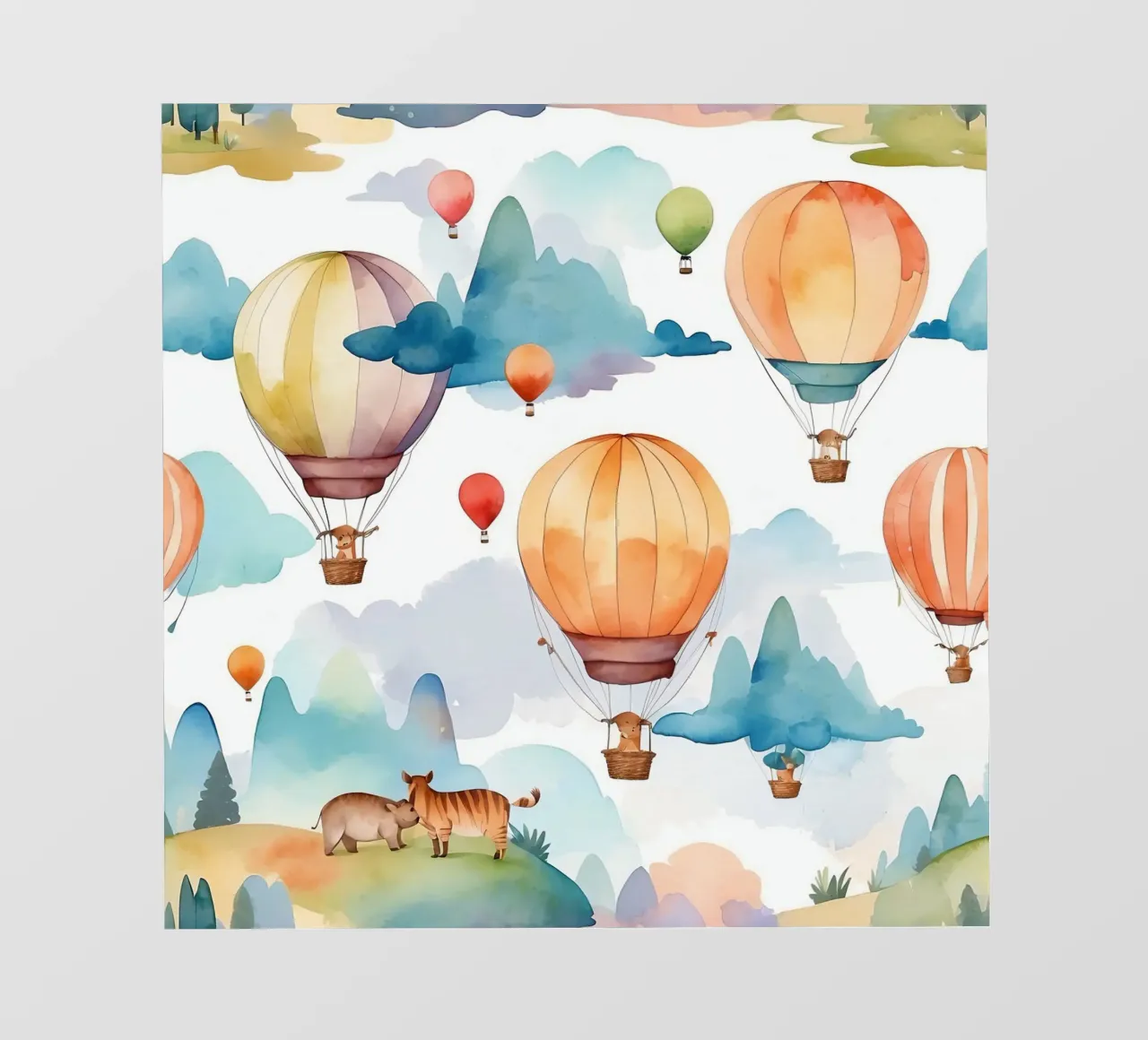 Mongolfiere che salgono su montagne ondulate pellicola backlit da DesignDoodle