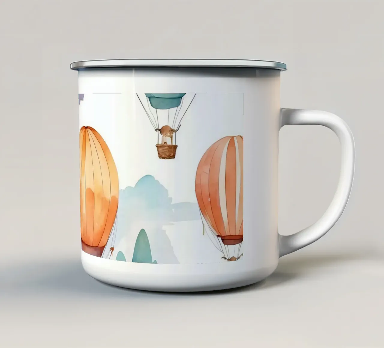 Mongolfiere che salgono su montagne ondulate tazza in smalto da DesignDoodle