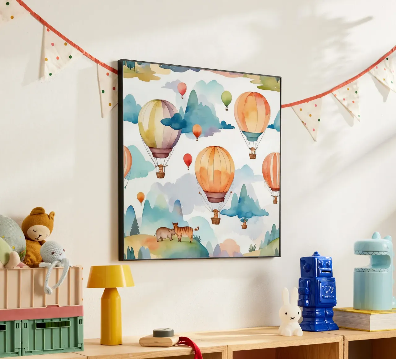 Mongolfiere che salgono su montagne ondulate alluminio dibond da DesignDoodle