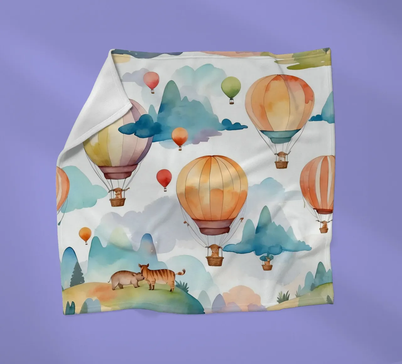 Mongolfiere che salgono su montagne ondulate coperta in pile da DesignDoodle