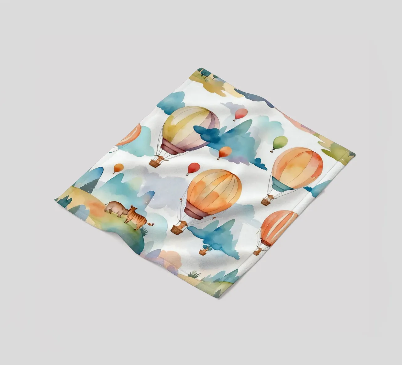 Mongolfiere che salgono su montagne ondulate coperta in pile da DesignDoodle