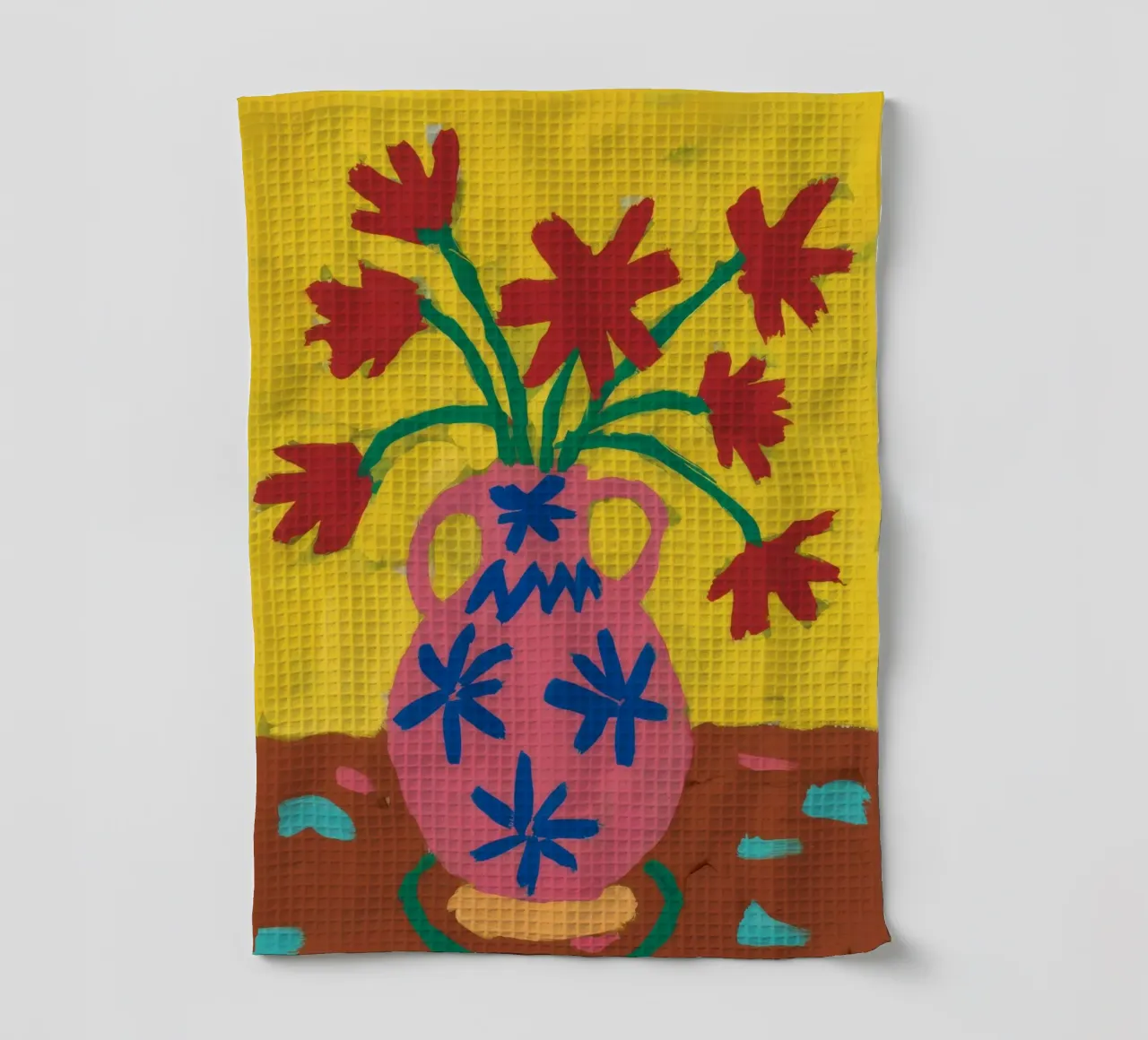 Gemusterte Vase Mohnblume Geschirrtuch von Tiga Bersama