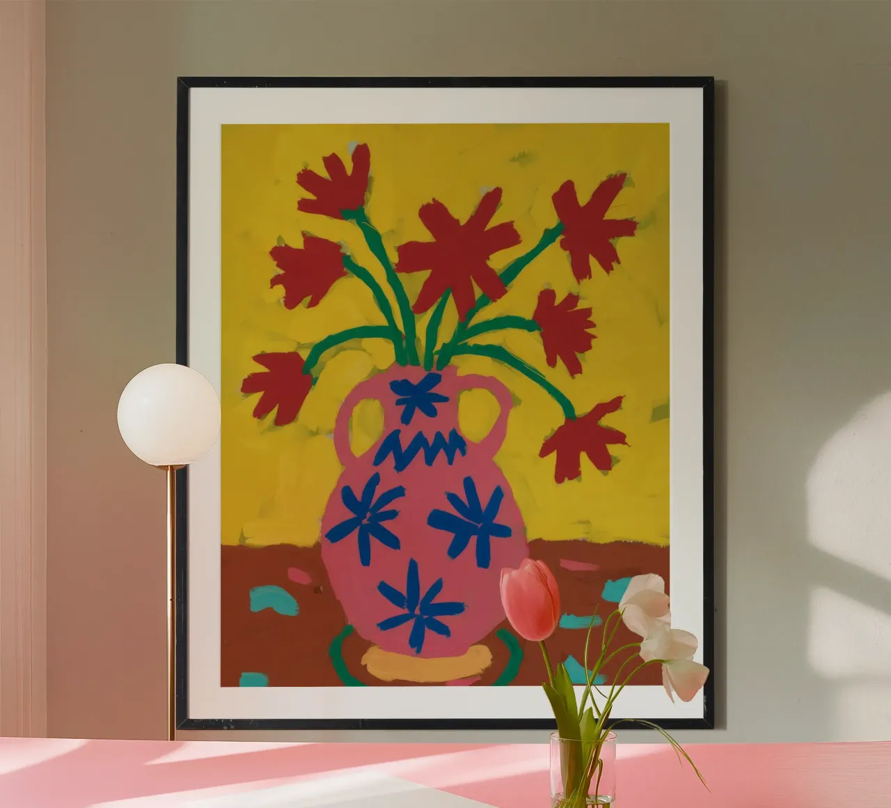 Vaso a fantasia Papavero poster con telaio in alluminio da Tiga Bersama