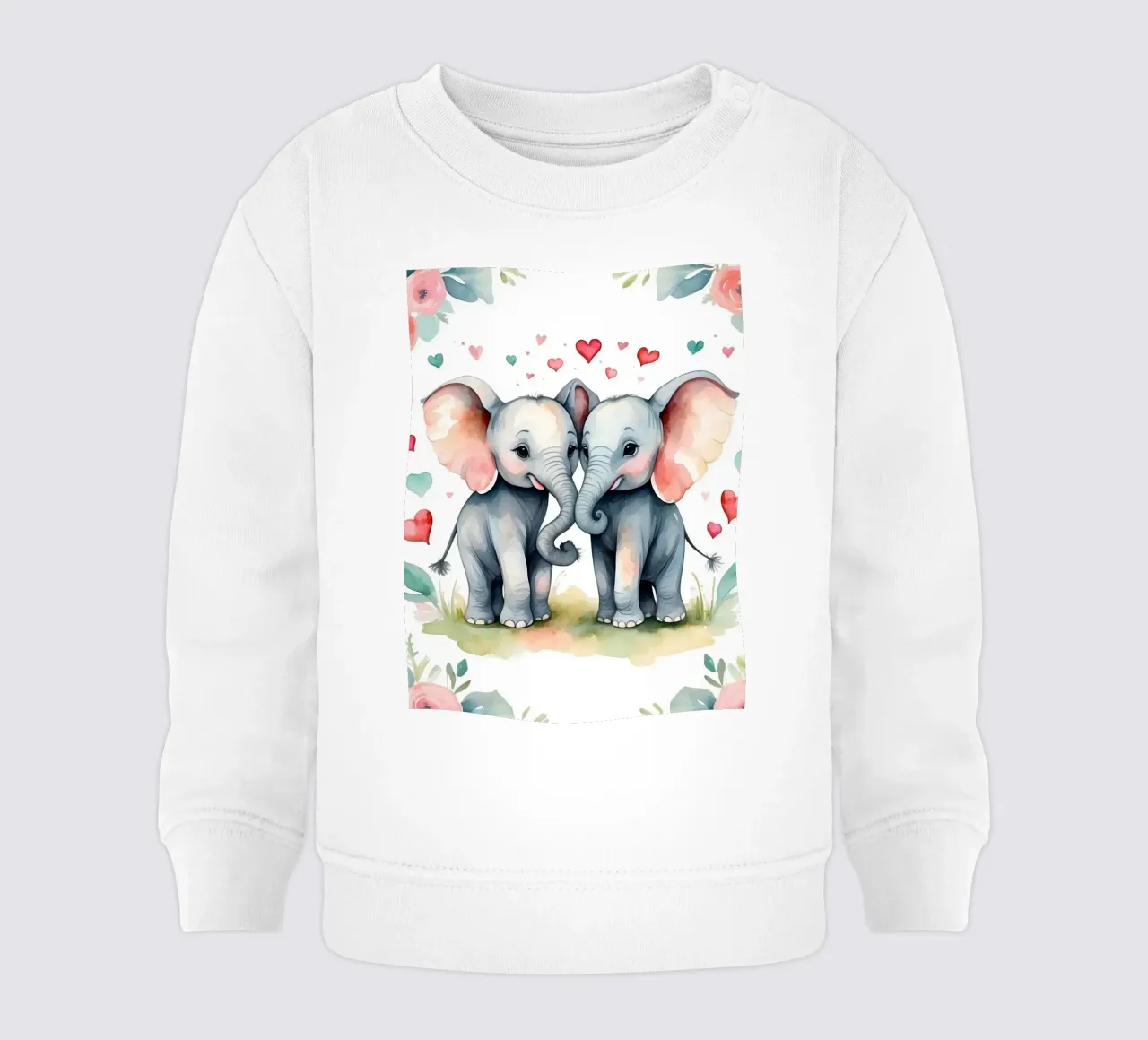 Dos simpáticos elefantes comparten afecto rodeados de flores sudadera de bebé de DesignDoodle