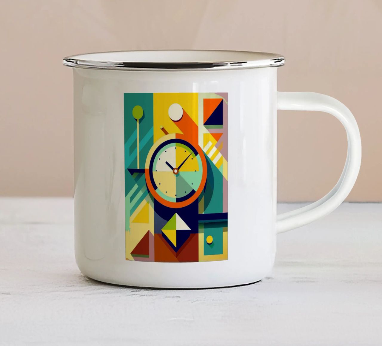 vettore orologio tazza in smalto da zaidza