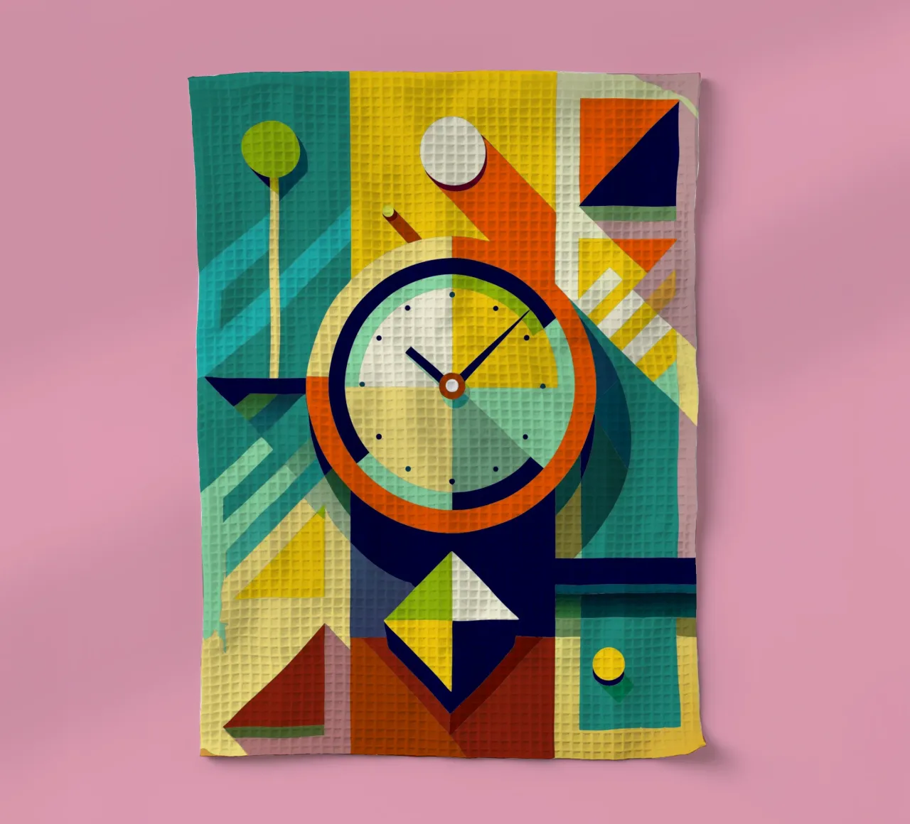 clock vector tea towel by zaidza