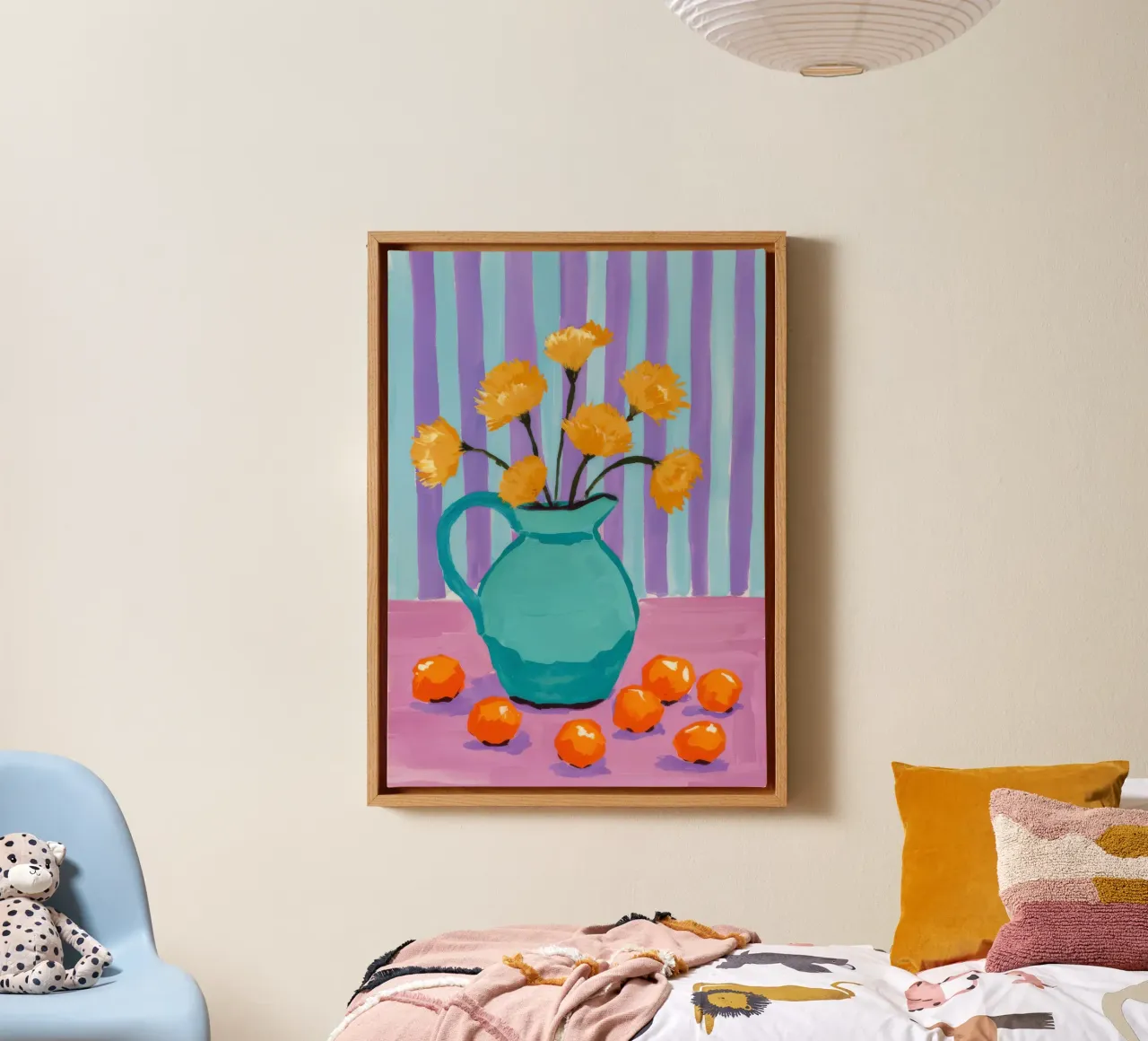 Goudsbloem mandarijn droom canvas met Baklijst van Tiga Bersama