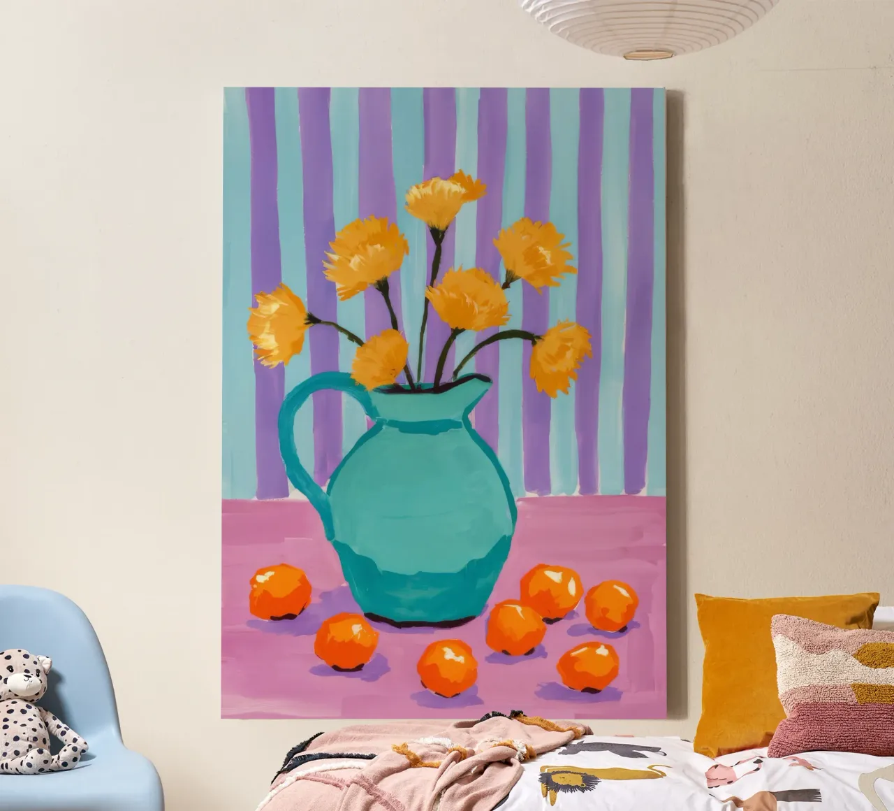 Goudsbloem mandarijn droom canvas met Baklijst van Tiga Bersama