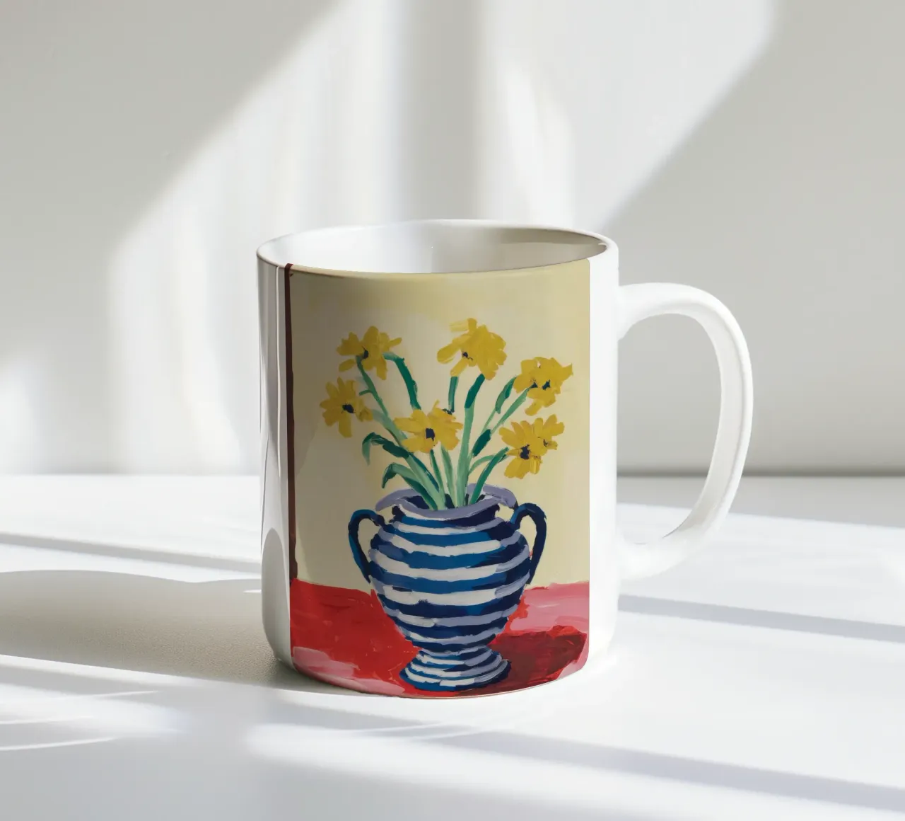 Brocca a righe gialle tazza in ceramica da Tiga Bersama