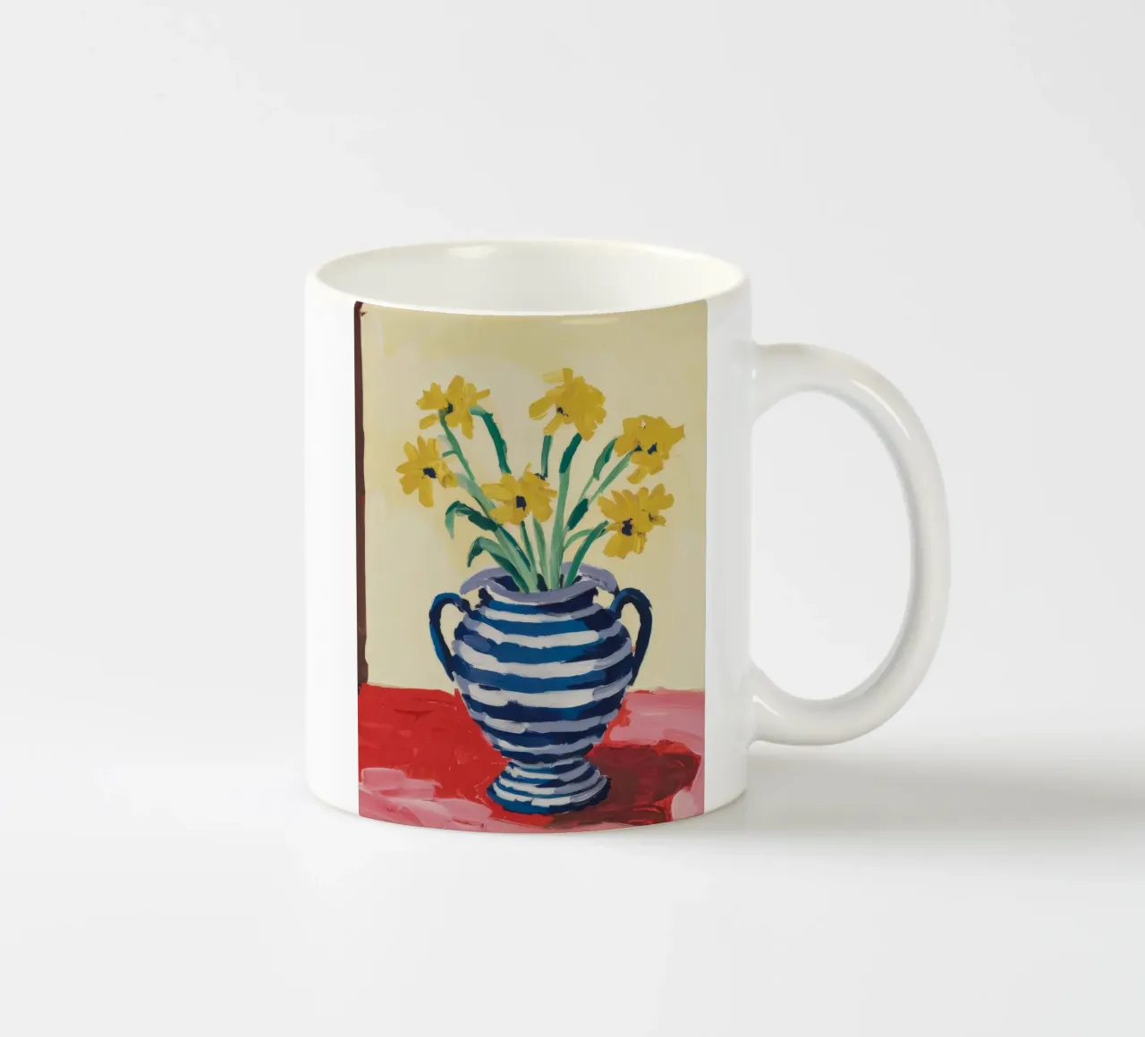 Brocca a righe gialle tazza in ceramica da Tiga Bersama