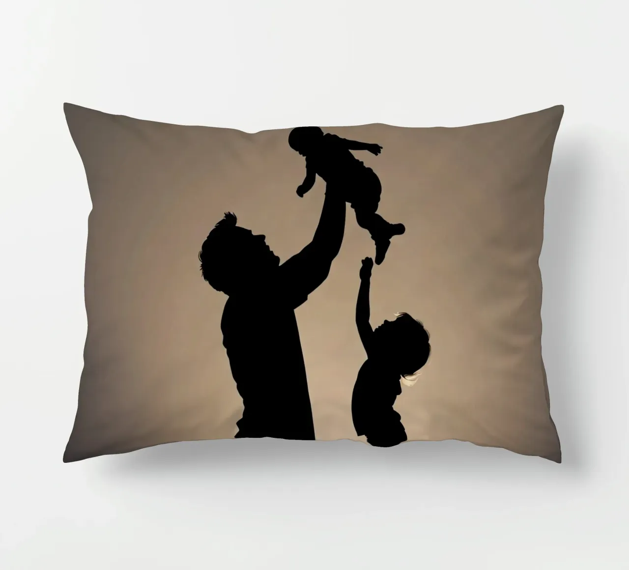 Father hold child while sibling reaches up towards the stars decorative cushion by DesignDoodle