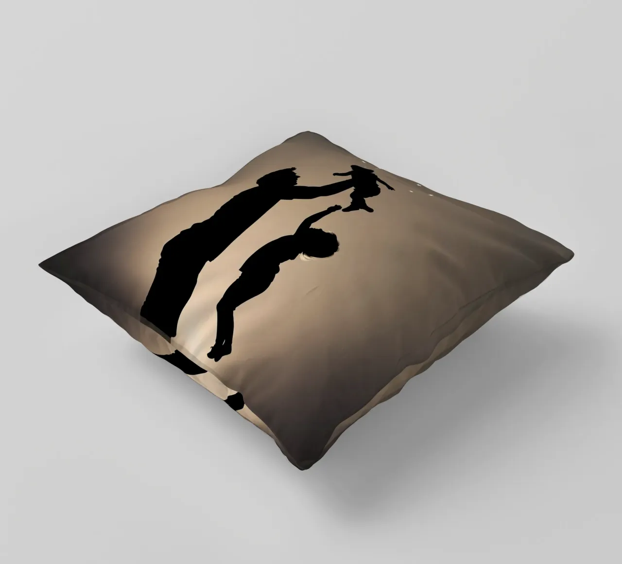 Father hold child while sibling reaches up towards the stars decorative cushion by DesignDoodle
