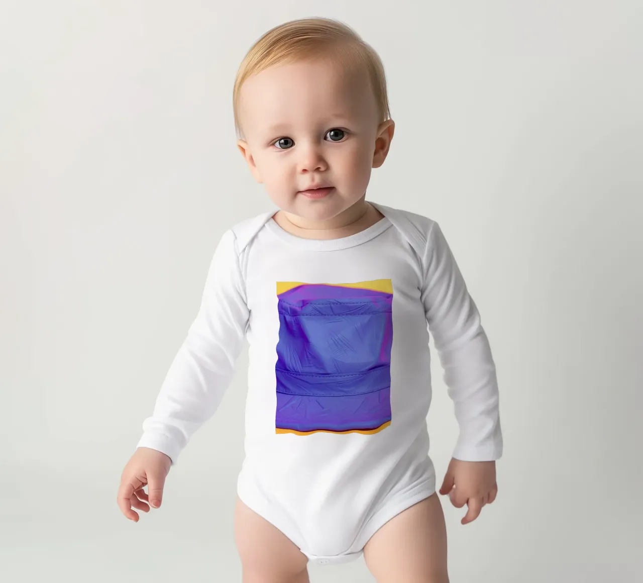 Modischer blauer Eimerhut mit strukturierter Oberfläche Langarm Babybody von DesignDoodle