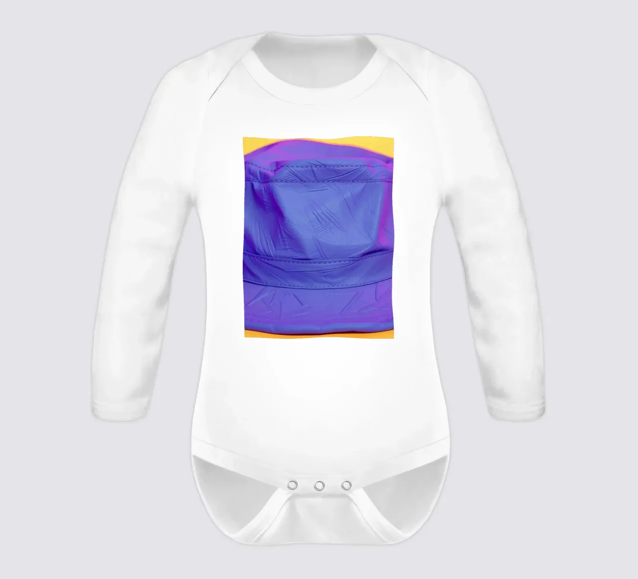 Modischer blauer Eimerhut mit strukturierter Oberfläche Langarm Babybody von DesignDoodle
