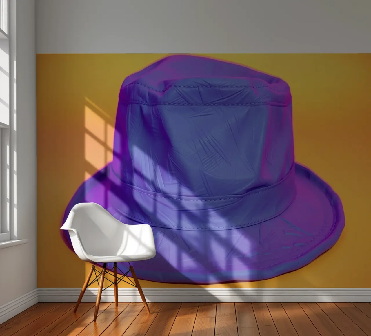 Modischer blauer Eimerhut mit strukturierter Oberfläche Fototapete von DesignDoodle