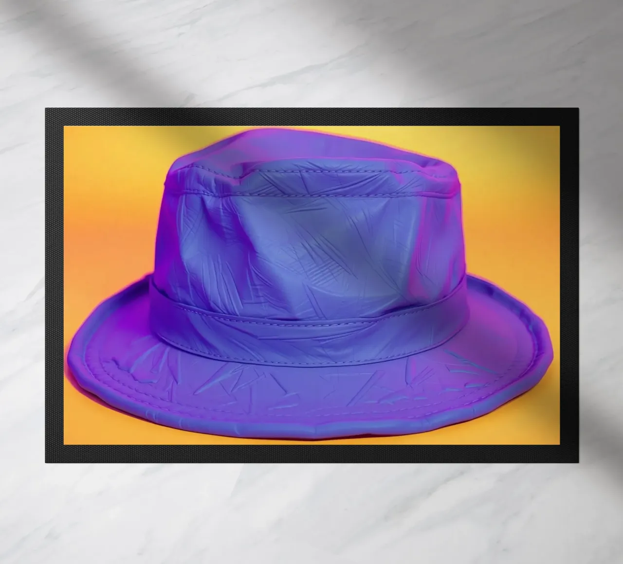 Elegante cappello a secchiello blu con superficie testurizzata zerbino da DesignDoodle