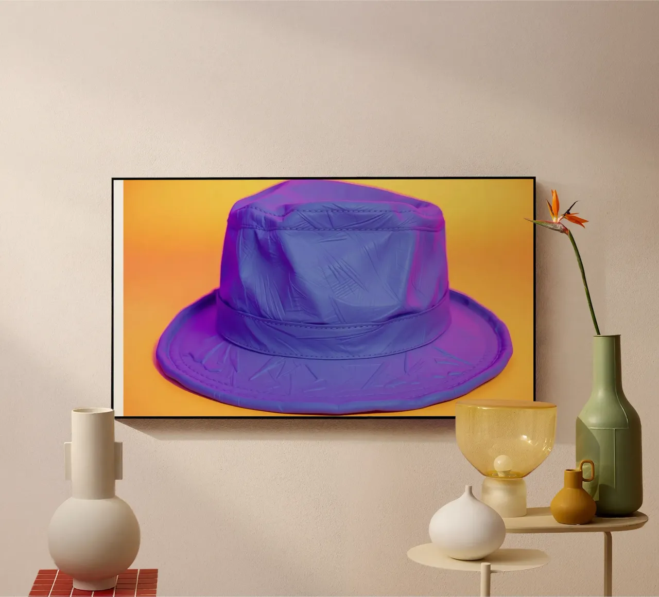 Elegante cappello a secchiello blu con superficie testurizzata plexiglass da DesignDoodle