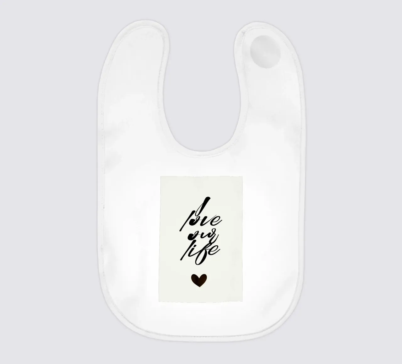 I Love Our Life baby bib by Kubistika
