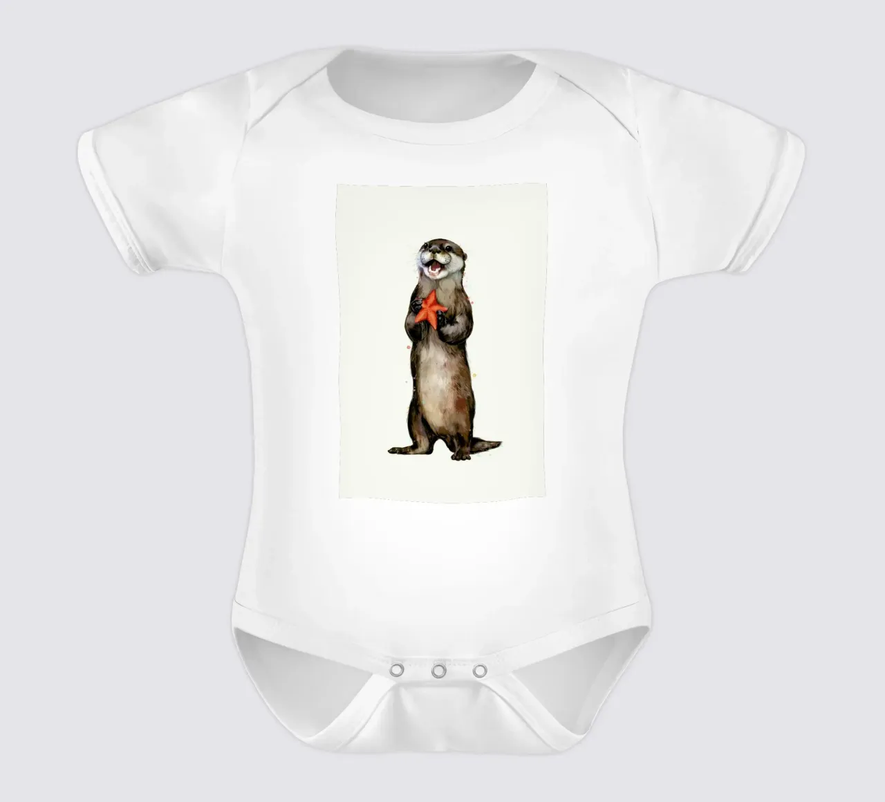Otterly Delighted Otter short-sleeve baby romper by Laura Graves