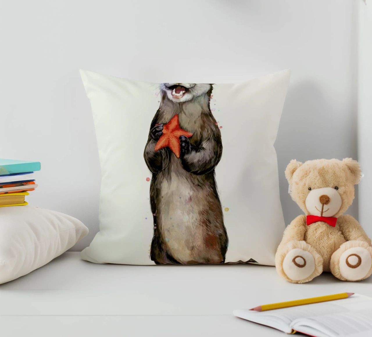 Otterly Delighted Otter cuscino da Laura Graves