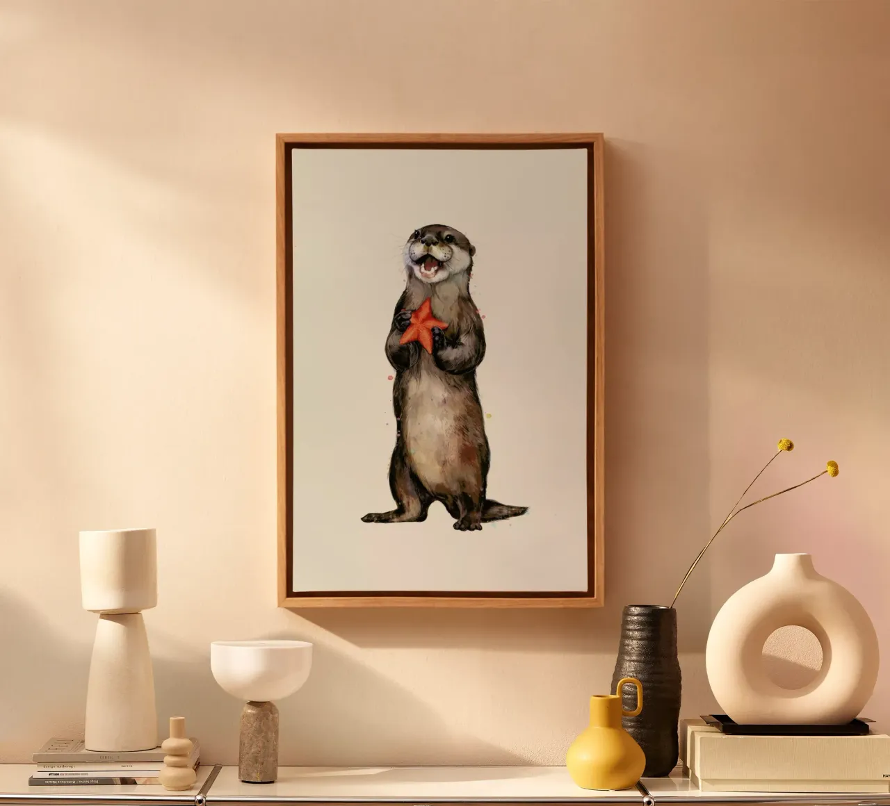Otterly Delighted Otter tela con Cornice a cassetta da Laura Graves