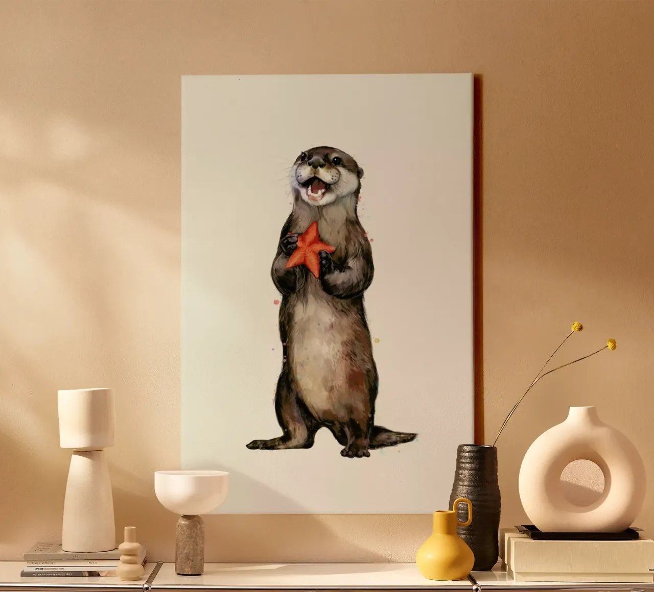 Otterly Delighted Otter tela con Cornice a cassetta da Laura Graves