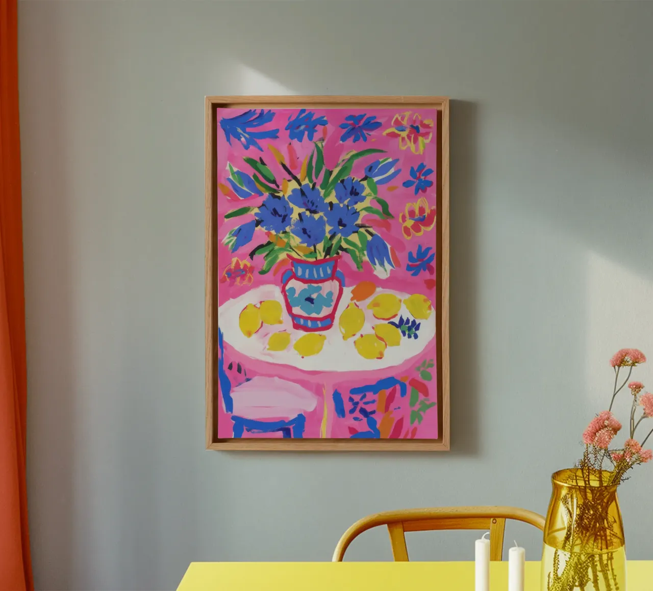 Lemon Table Levity canvas with Floater frame by Tiga Bersama
