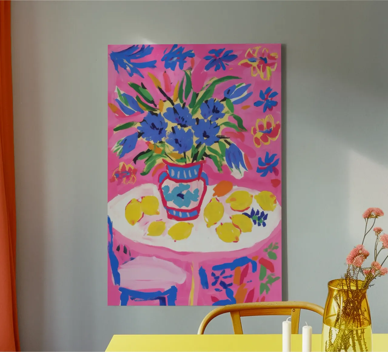 Lemon Table Levity canvas with Floater frame by Tiga Bersama